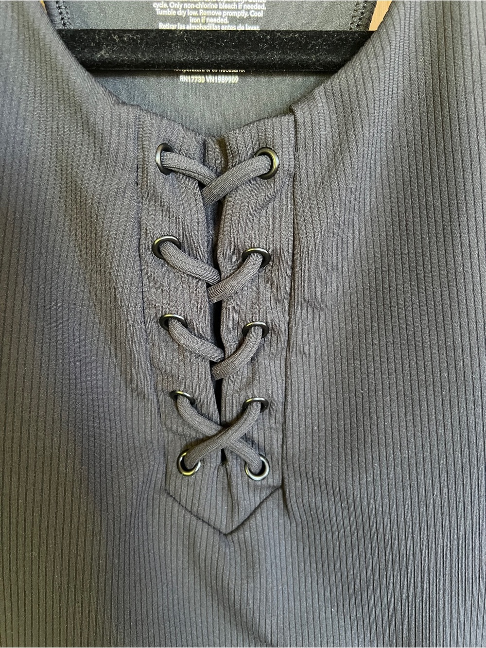 JoyLab Black Ribbed Lace-Up Tank Top - Picture 2 of 5